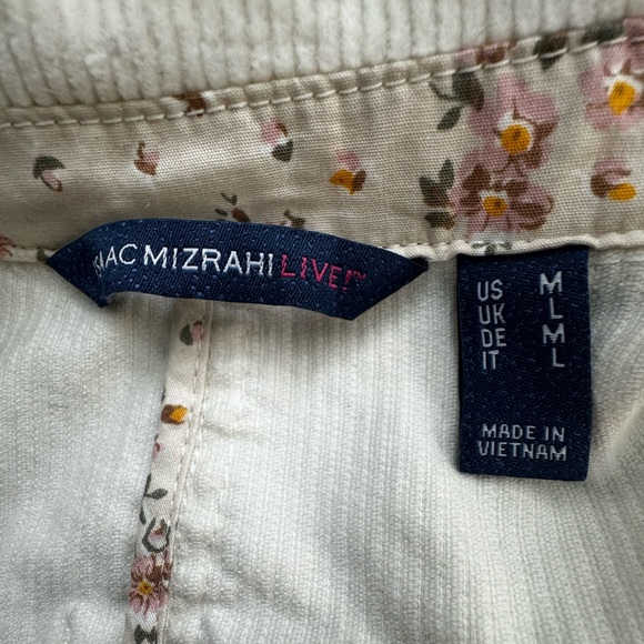 ISAAC MIZRAHI LIVE Women Corduroy Chore Jacket Medium M True Denim Cream Coat - Picture 5 of 11